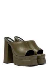 Sandalia Mule Ellus Salto Bloco Verde Militar