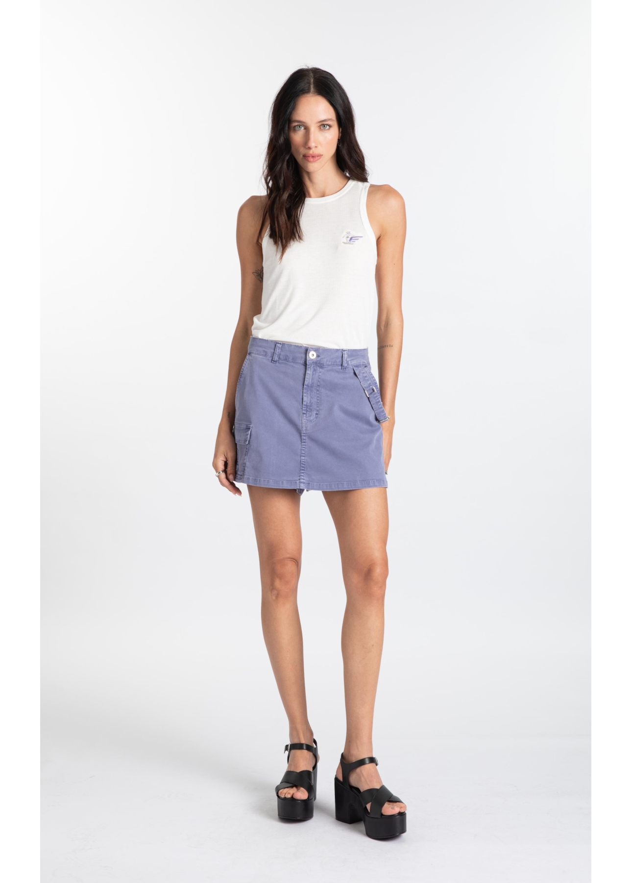Sarja Rain (Shorts Saia) Cargo Azul Jeans