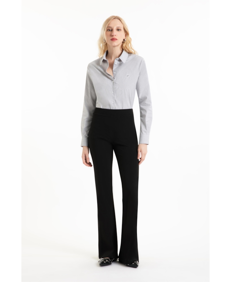 Scuba Crepe Long Flare Preto