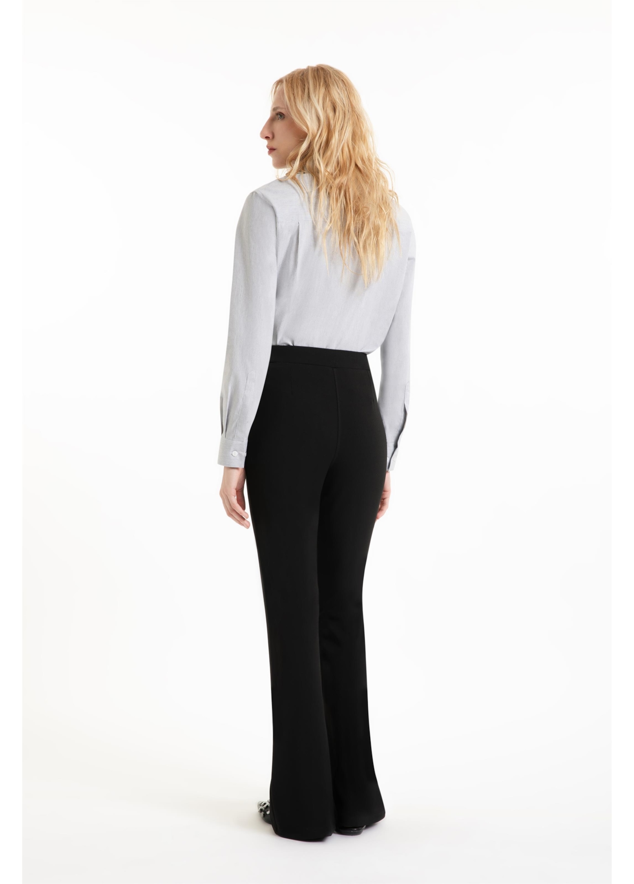 Scuba Crepe Long Flare Preto