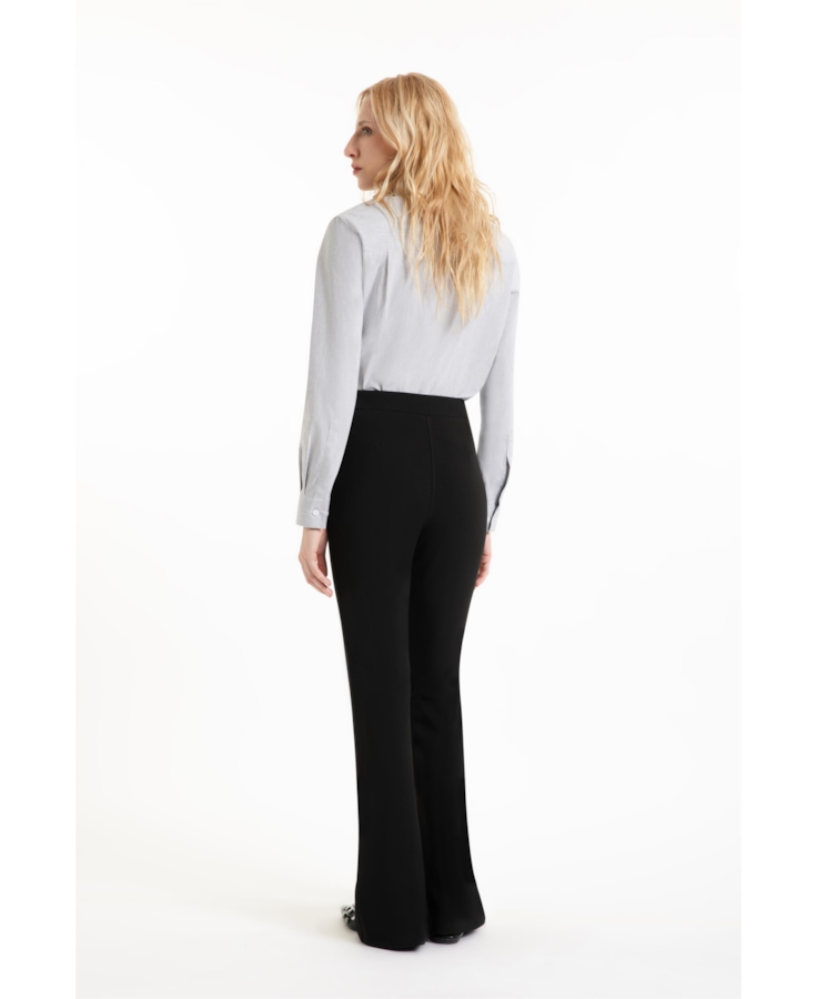 Scuba Crepe Long Flare Preto
