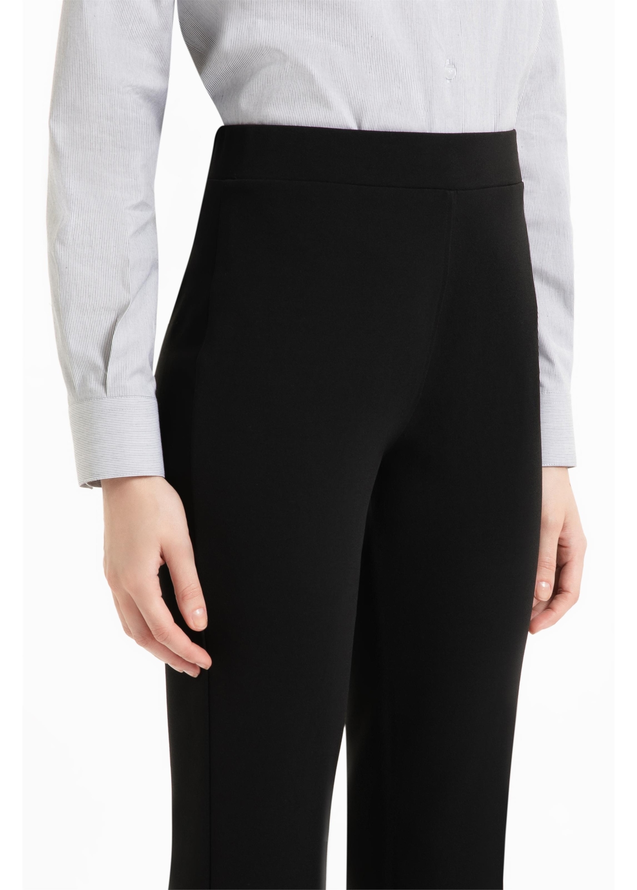 Scuba Crepe Long Flare Preto