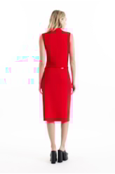 Scuba Crepe Transpass Midi Vermelho