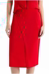 Scuba Crepe Transpass Midi Vermelho