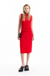 Scuba Crepe Transpass Midi Vermelho