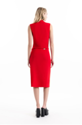 Scuba Crepe Transpass Midi Vermelho