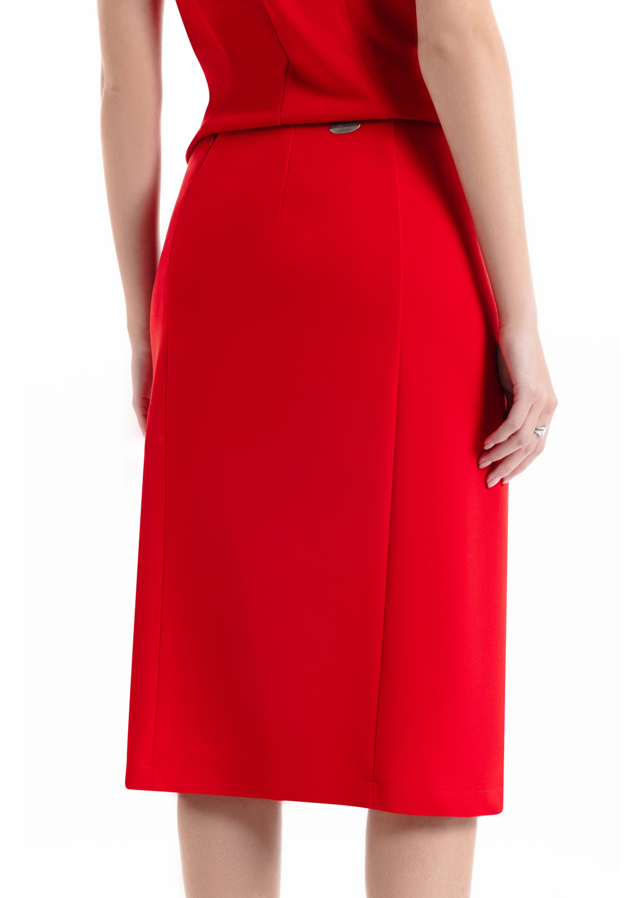 Scuba Crepe Transpass Midi Vermelho
