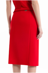 Scuba Crepe Transpass Midi Vermelho