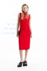 Scuba Crepe Transpass Midi Vermelho