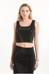 Shine Hotfix Top Cropped Preto