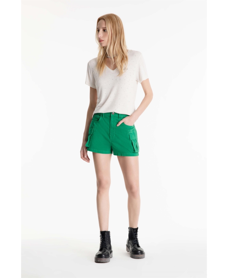 Short Color Twill Power Cargo High Green