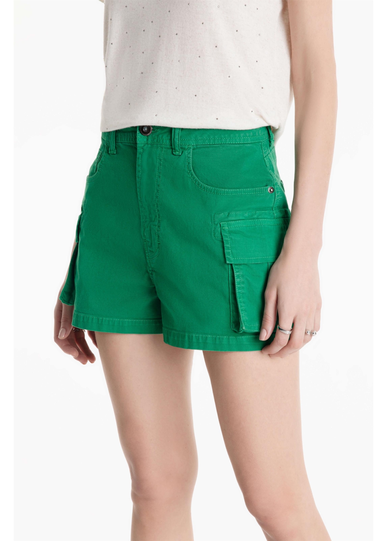 Short Color Twill Power Cargo High Green