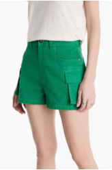 Short Color Twill Power Cargo High Green