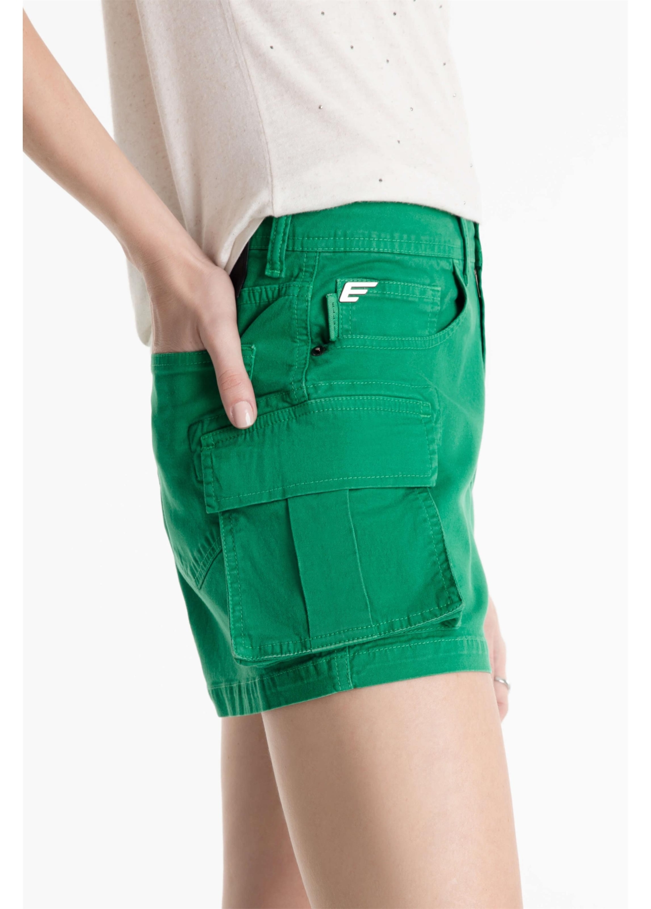 Short Color Twill Power Cargo High Green