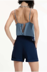 Short Crepe Way Bow Marinho