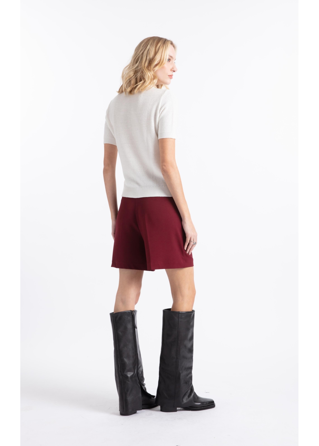 Short Crepe Way Buckle Vinho