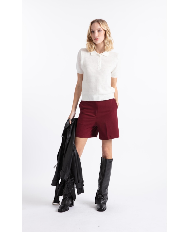 Short Crepe Way Buckle Vinho
