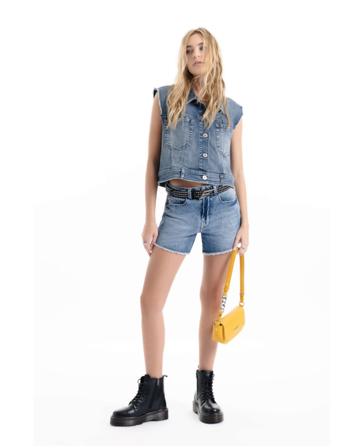 Short  Denim Elastic Lola 2093-Lav.Medio C/Tie Dye