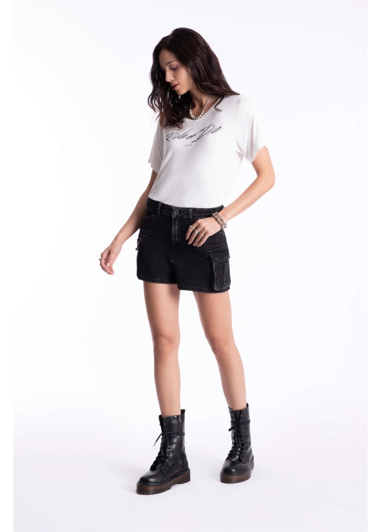 Short Heavy Black Cargo Ellus 2001-Lav.Black C/ Luva