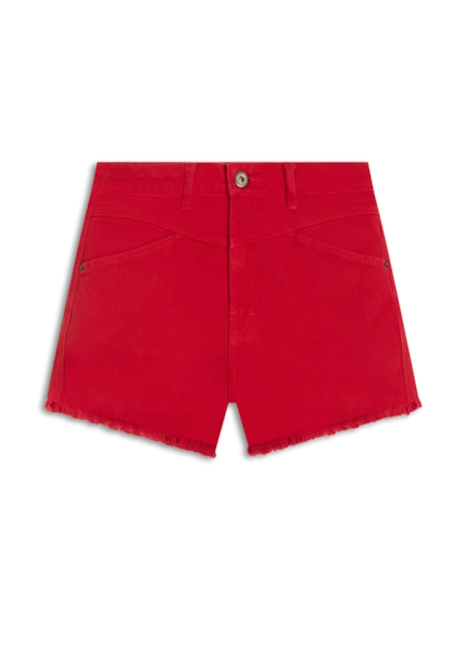 Short Heavy Color Western Vermelho