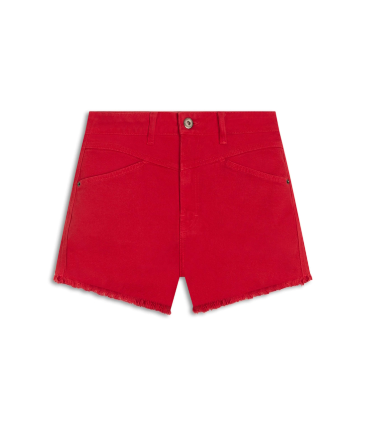 Short Heavy Color Western Vermelho