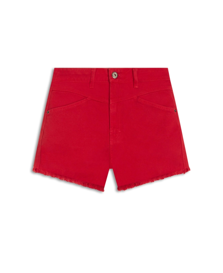 Short Heavy Color Western Vermelho