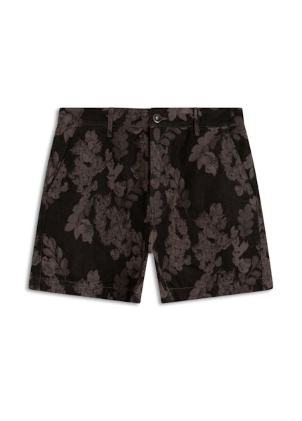 Short Jacquard Floral Verde Oliva