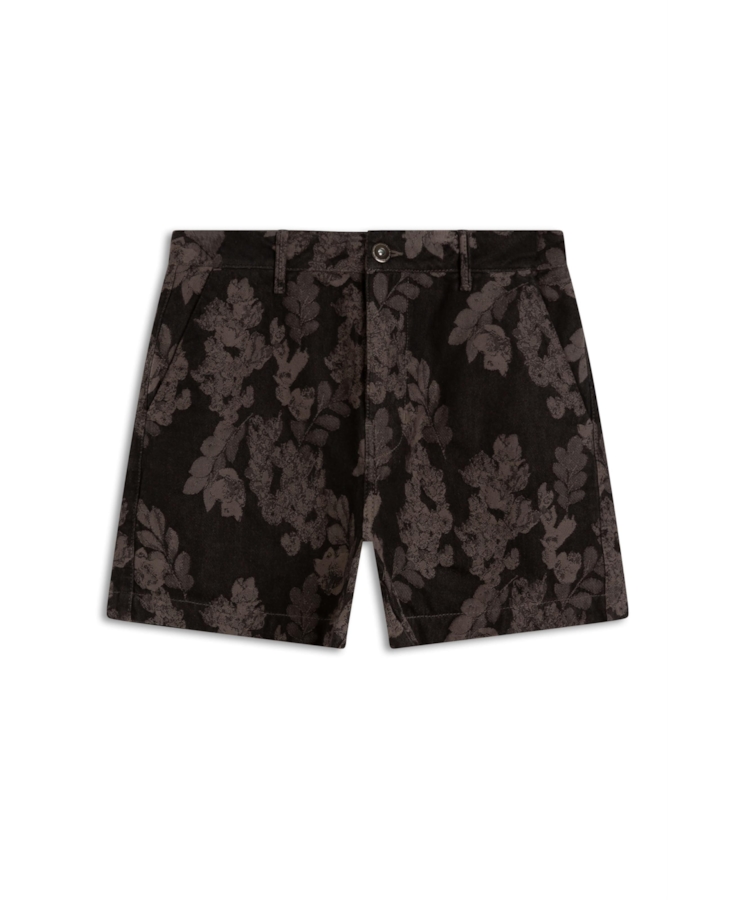 Short Jacquard Floral Verde Oliva