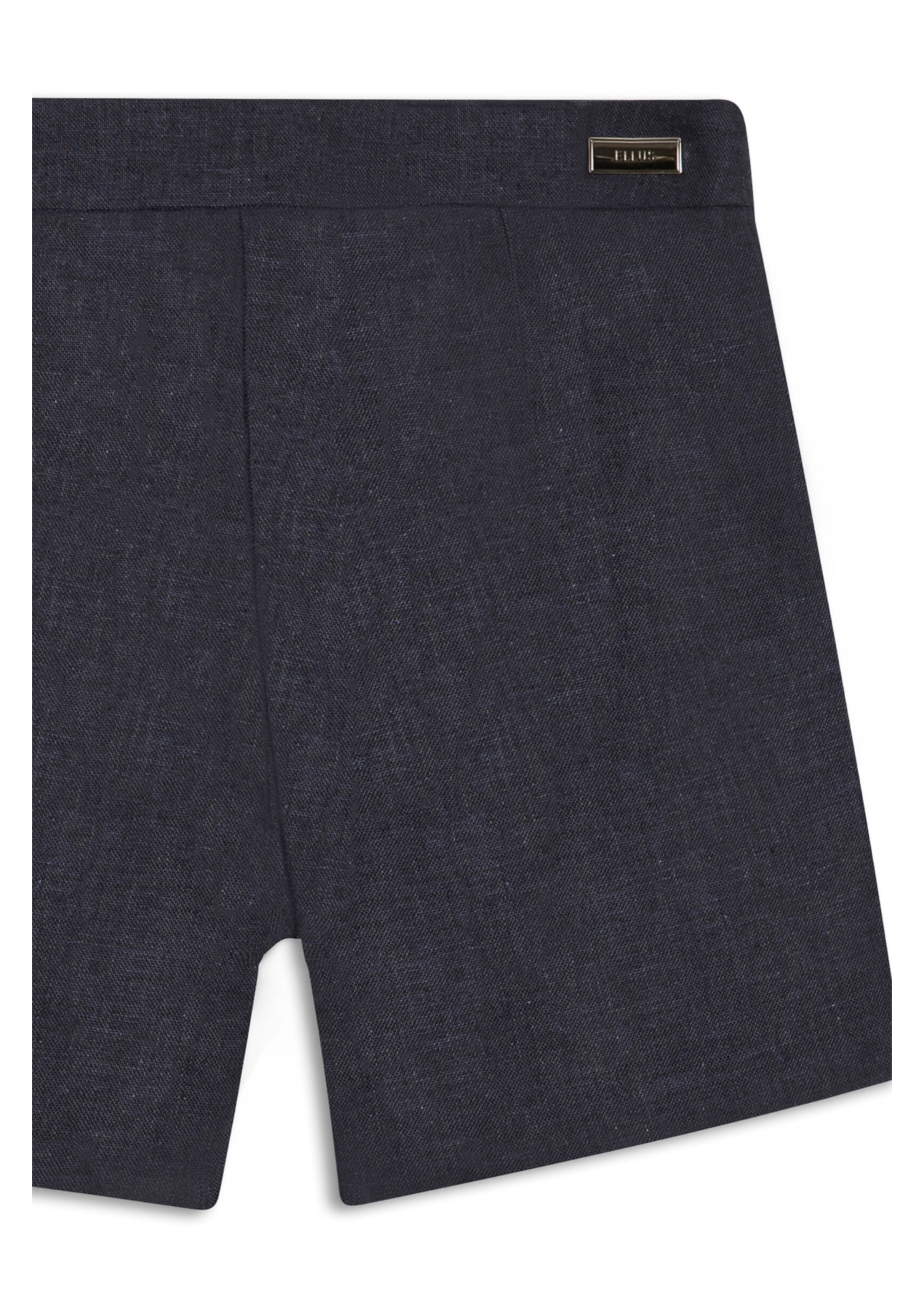 Short Linen Blend Pleats Marinho