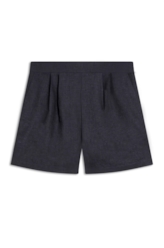 Short Linen Blend Pleats Marinho