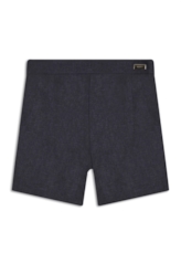 Short Linen Blend Pleats Marinho
