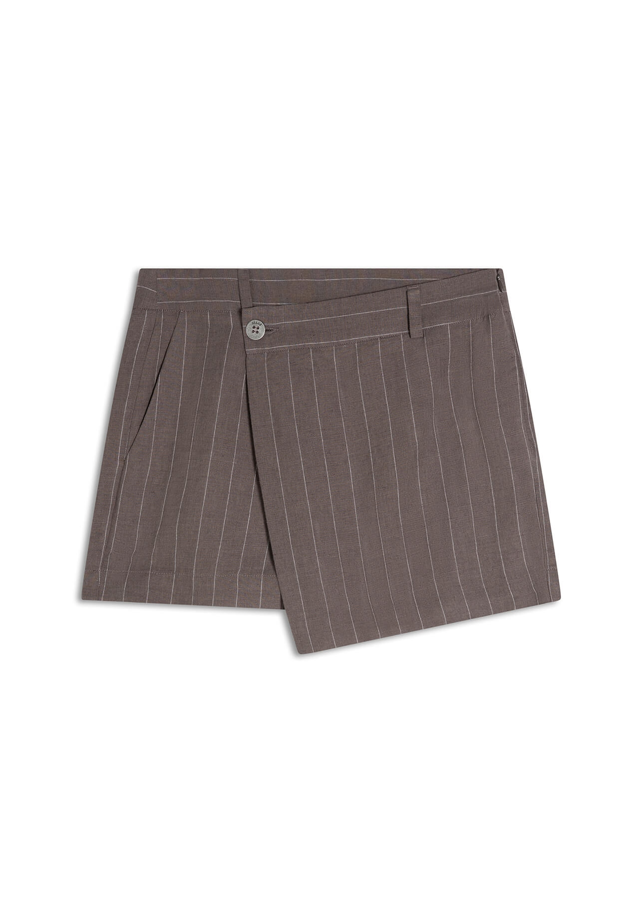 Short Linho Wides Stripes Skisrt Tabaco