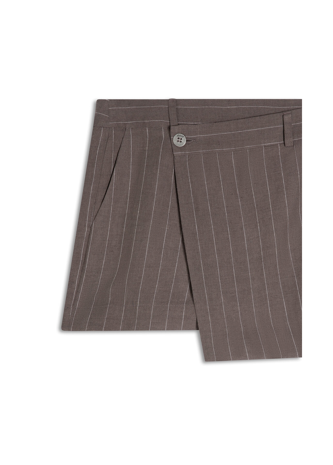 Short Linho Wides Stripes Skisrt Tabaco