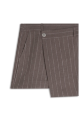 Short Linho Wides Stripes Skisrt Tabaco