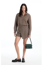 Short Linho Wides Stripes Skisrt Tabaco