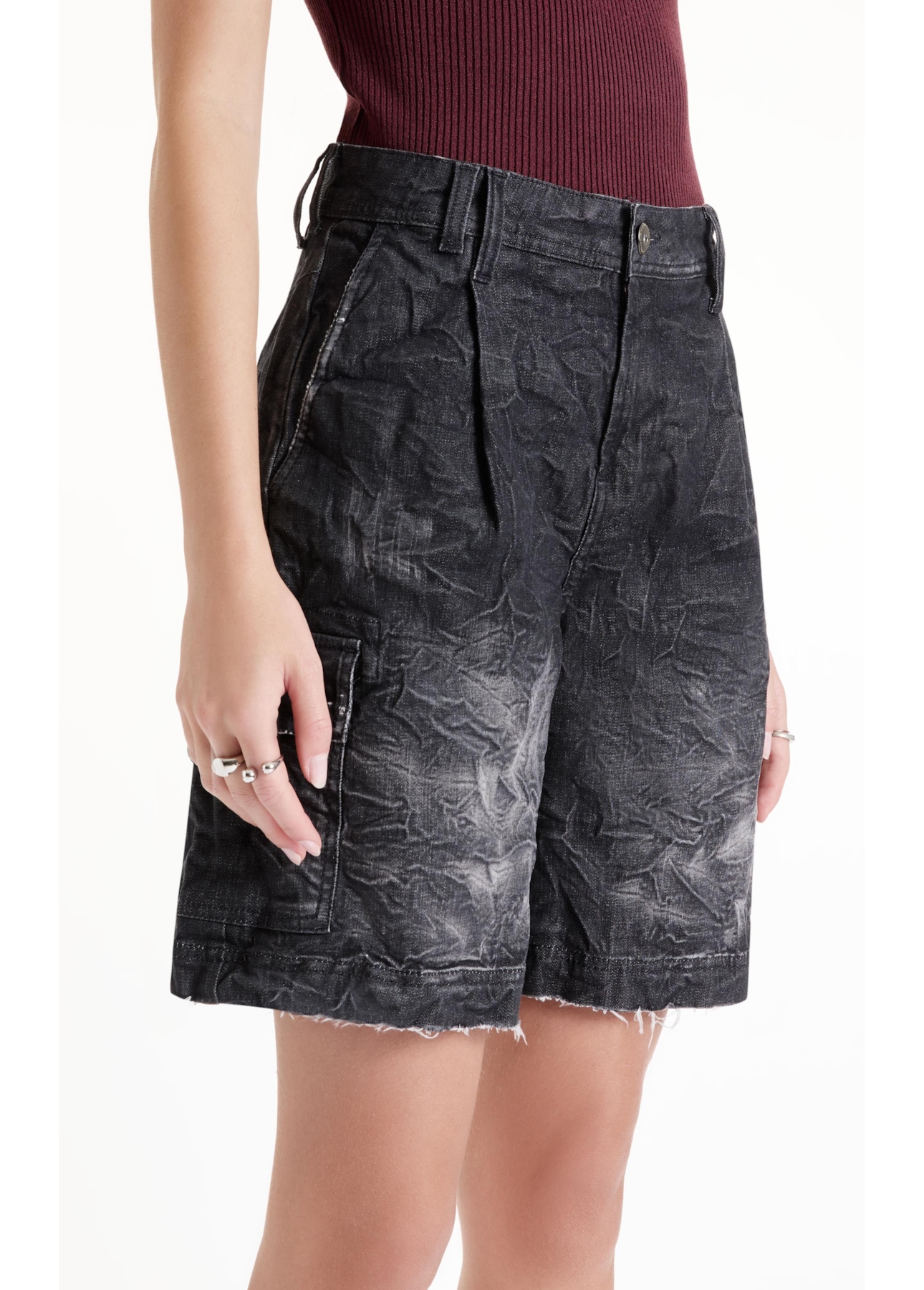 Short Ocean Elastic Wide Cargo Lav.Black