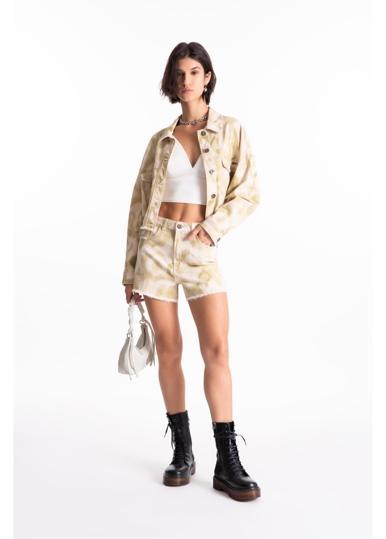 Short Raw Twill Print Lemon
