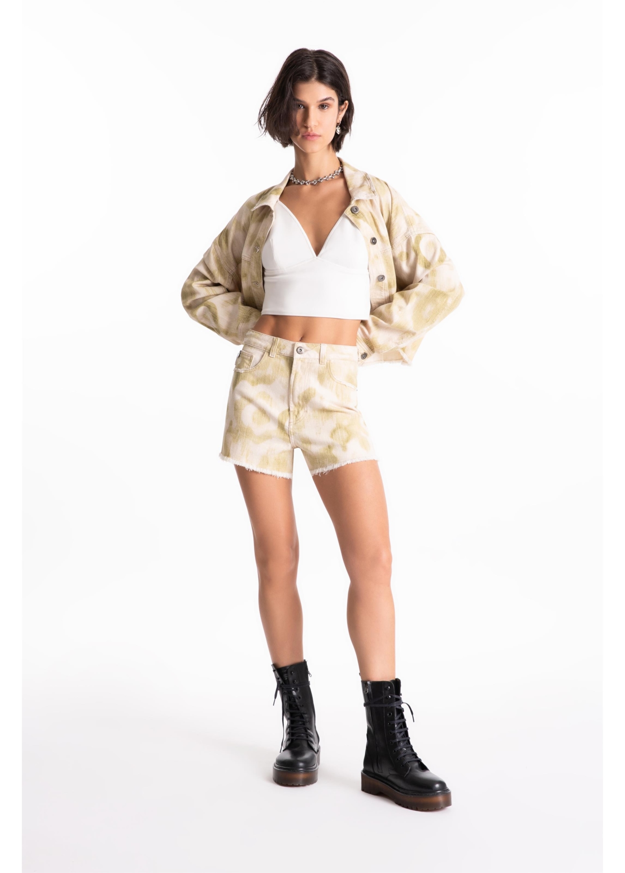 Short Raw Twill Print Lemon