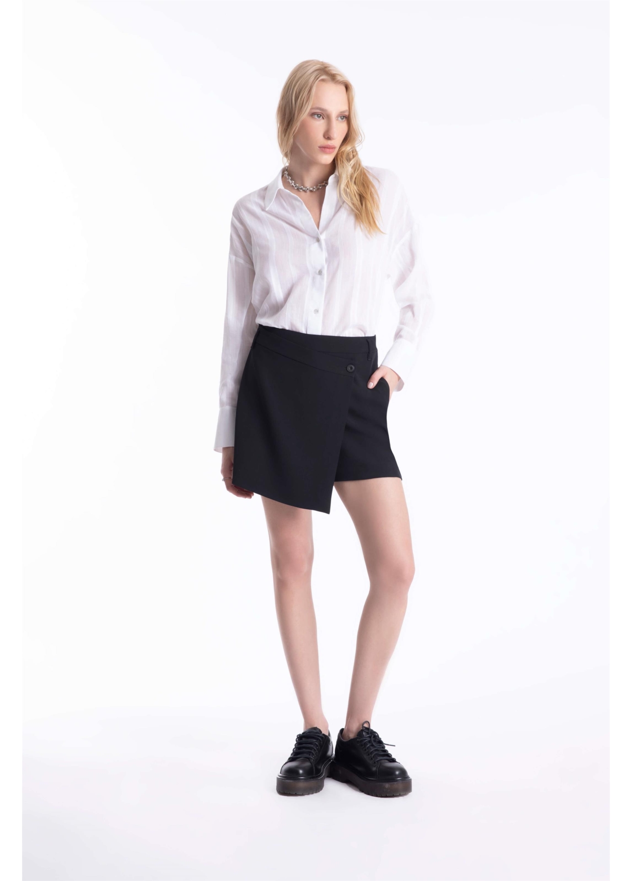 Short Saia Ultra Span Shirt Tranpass Preto