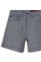 Short Stripe Denim Mom Marinho