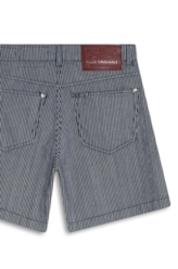 Short Stripe Denim Mom Marinho