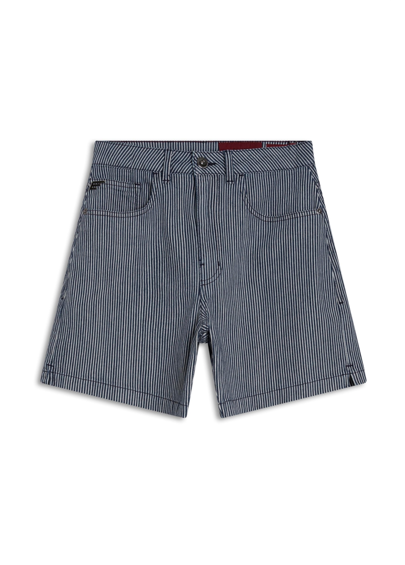 Short Stripe Denim Mom Marinho