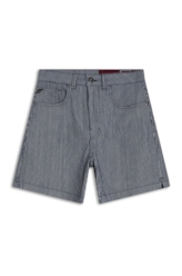 Short Stripe Denim Mom Marinho