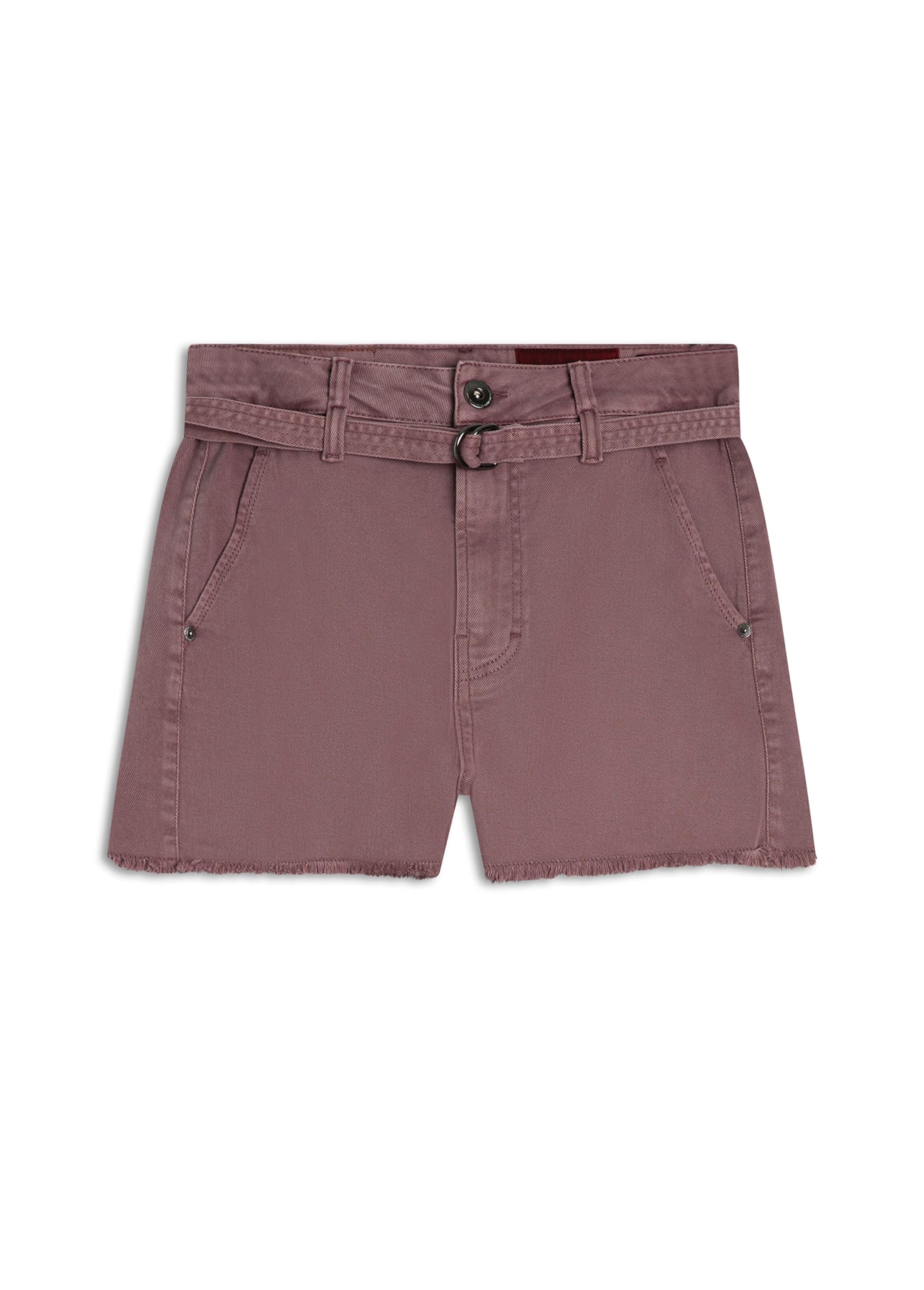 Short Vintade Denim Color Evasê Rosa Dirty