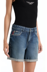 Short Vintage Denim Classic Lav.Escuro C/ Rebolo