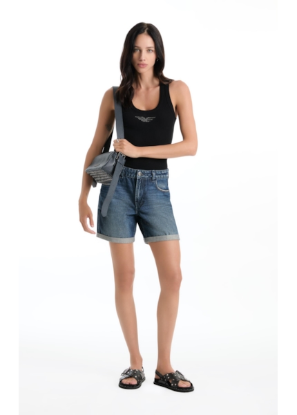 Short Vintage Denim Classic Lav.Escuro C/ Rebolo