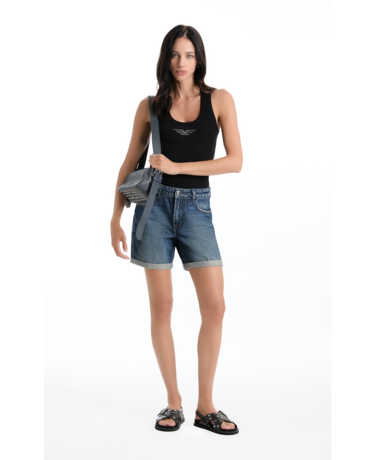 Short Vintage Denim Classic Lav.Escuro C/ Rebolo