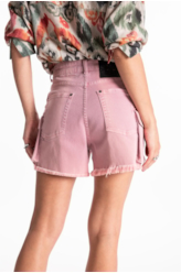 Short Vintage Denim Color Cargo Rosa Velho