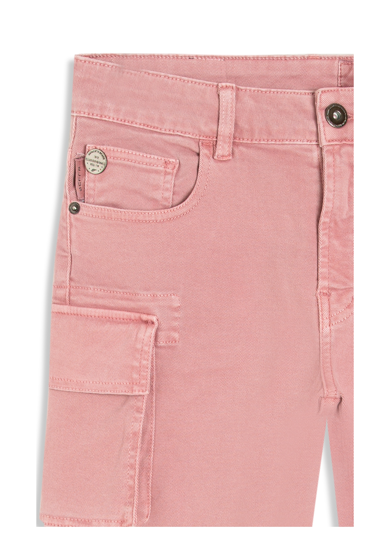 Short Vintage Denim Color Cargo Rosa Velho