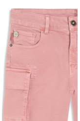 Short Vintage Denim Color Cargo Rosa Velho